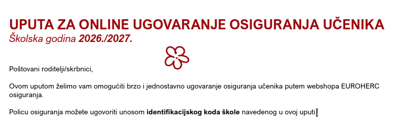 Uputa za online ugovaranje osiguranja učenika